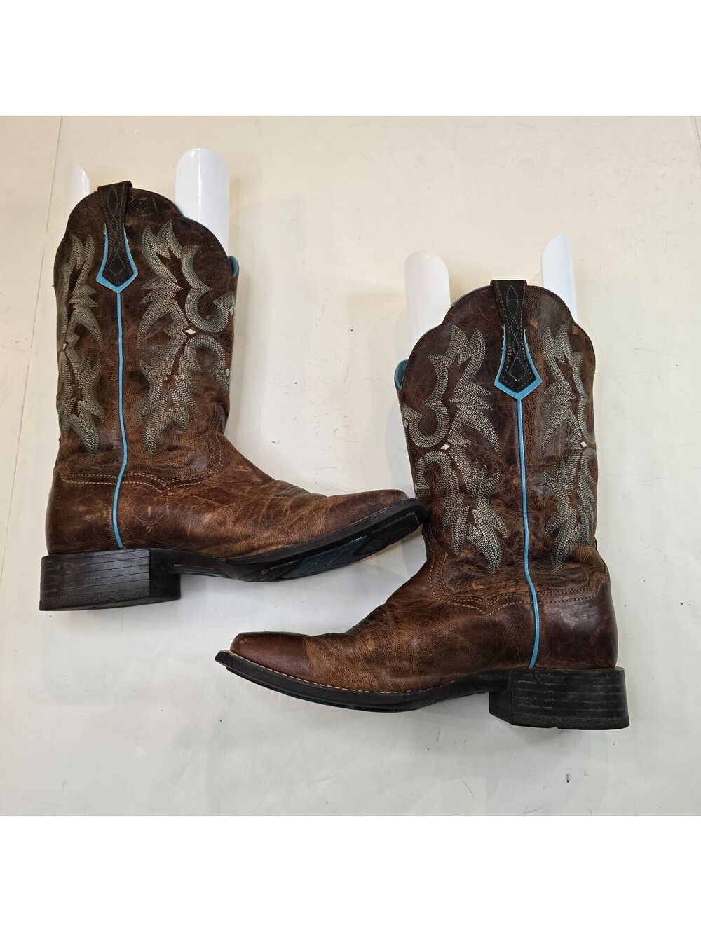 Ariat Womens Tombstone Western Boots 8.5 B Brown Turquoise Square Toe 10008017